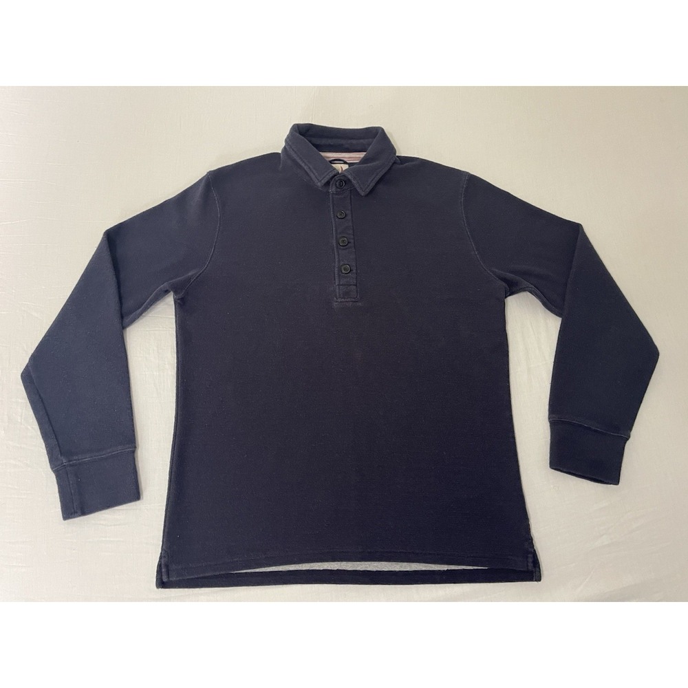 Relwen Sweater Mens L Blue Henley Mock Neck Fleece Lined Sweatshirt Huckberry